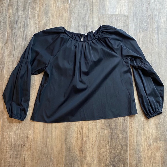 Elizabeth and James Tops - Elizabeth and James Black Bishop Sleeve Gathered Neck Blouse Large Women's